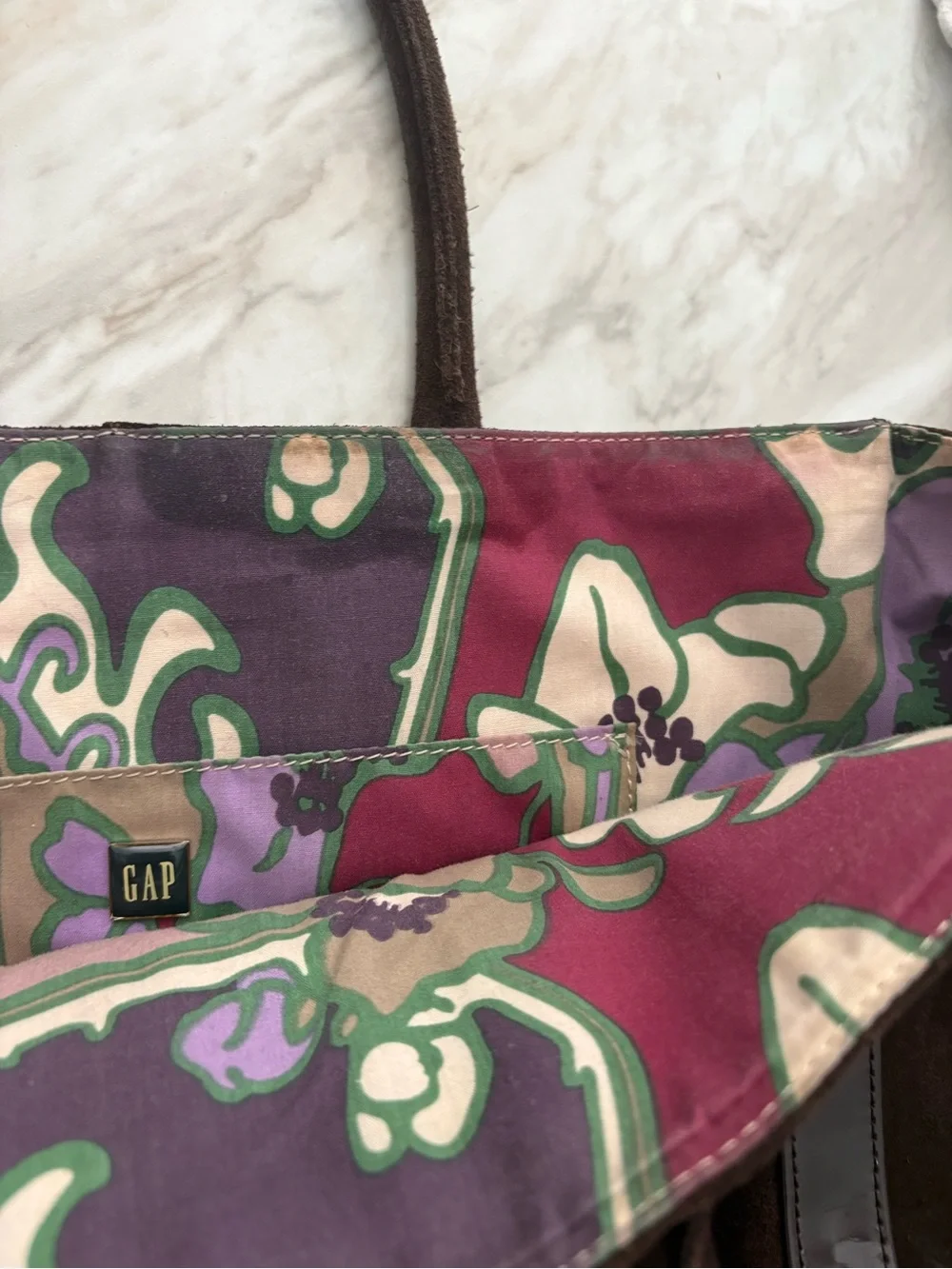 GAP-Y2K Brown Suede Large Tote Bag - Women